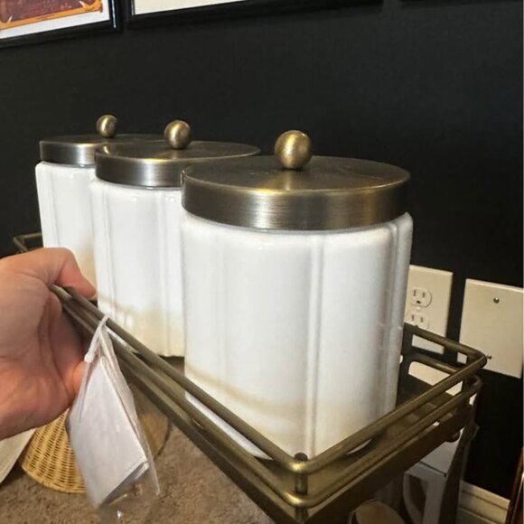 Hearth & Hand set of 3 bathroom canisters - Picture 3 of 9